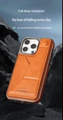 iPhone 13 Uyumlu Kartlıklı ve Standlı Deri Cüzdan Kılıf - Kahve - 3