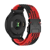 Garmin Forerunner 255/255 Music için Kırmızı Siyah Naylon Spor Loop Kordon - 1