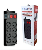 Winnboss PRIZ AKIM KORUMA (8 PRİZ 3 USB) 2m (CIFT ANAHTAR) - 1