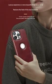 iPhone 12 için Lüks Suni Deri Kılıf - Bordo - 3