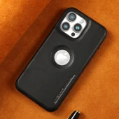 iPhone 12 için Lüks Suni Deri Kılıf - Bordo - 9