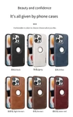 iPhone 12 için Lüks Suni Deri Kılıf - Bordo - 2
