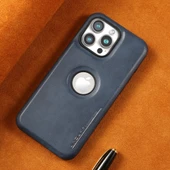 iPhone 12 için Lüks Suni Deri Kılıf - Bordo - 11