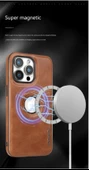 iPhone 12 için Lüks Suni Deri Kılıf - Bordo - 4