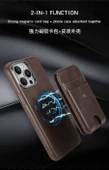 iPhone 16 Pro Uyumlu Deri Cüzdan Kılıf - Kahverengi - 4