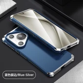 Huawei Pura70 Uyumlu İnce Alüminyum Çerçeveli Siyah-Siyah Kenarlıklı Kılıf - 8