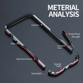 iPhone 15 Pro Max Alüminyum Tampon Kılıf - Siyah Kırmızı - 7