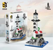 Mini Deniz Feneri Model Oyuncak Yapı Blokları - 6.5x6.5x11.9cm - 1