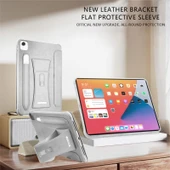 iPad Pro 13 2024 Tablet Kılıfı - Çok Fonksiyonlu Manyetik Standlı - Kart Yuvalı - Gri - 12