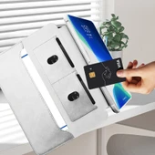 iPad Pro 13 2024 Tablet Kılıfı - Çok Fonksiyonlu Manyetik Standlı - Kart Yuvalı - Gri - 2