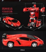 Uzaktan Kumandalı Dönüşen Araba Robot - Kırmızı Lamborghini, Şarj Edilebilir - 10