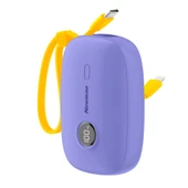 10000mAh Taşınabilir Şarj Aleti - Dahili Kablolu ve Dijital Ekranlı - Mavi - 1