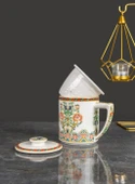 Kemik Çin Demlikli Çay Fincanı - 13cm Yükseklik, 9cm Çap - 3
