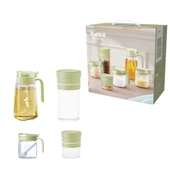 Kristal Cam Yağdanlık Seti - 600ml Yağdanlık, 300ml*1 Baharatlık, 500ml*1 Saklama Kabı, 1000ml*1 (1200ml'e Genişletilebilir) Saklama Kabı - 4 Parça - 2