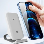 Katlanabilir Masaüstü Metal Telefon Standı - Mat Buzlu Beyaz thumbnail 2