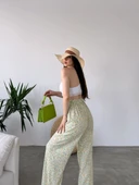 Kadın Desenli Beli Bağlamalı Bürümcük Pantolon - 3