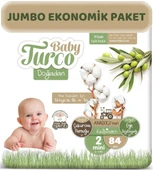 Baby Turco Bebek Bezi Doğadan Beden:2 (3-6Kg) Mini 84 Adet Jumbo Ekonomik Pk thumbnail 1