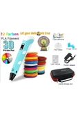 3d Pen Üç Boyutlu Yazıcı Kalem Printer (12 Adet 3 Metre Filament -36 Metre Led Ekranlı Adatörlü - 1