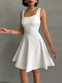 Kadın kare yaka kısa elbise s251188 - 3