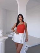 Tek omuzlu Otoman kumaş gold metal detaylı bluz s2311 - 2