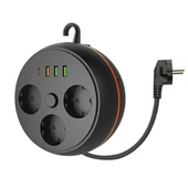 BUFFER® 3 Adet Soket,3 Adet USB ve 1 Adet Type-C Girişli Termal Akım Korumalı Makaralı Priz 3395 - 1
