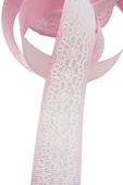 Tafta Dantel Görünümlü Kurdele Pembe 25 mm 2 Metre - 2