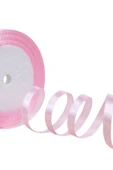 Saten Kurdele 1 cm 10 Metre Açık Pembe thumbnail 1