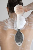 BUFFER® Silikon Masajlı Uzun Saplı Vücut Masaj Fırçası Banyo Sırt Kesesi Saplı Yumuşak Fırça - 5