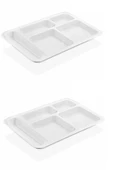 10 Adet 5 Bölmeli Kırılmaz Tabldot Tabak Self Servis Yemekhane Okul Lokanta Tabildot (40 Cm X28 Cm) - 4