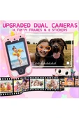Çocuklar İçin Eğitici Telefon Dokunmatik Ekran Çift Kameralı Fenerli Müzik Çalar Oyun Video Pembe - 2