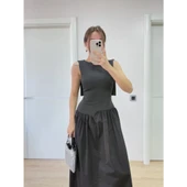 Lucky Life Kadın Arkası Kanatlı Uzun Elbise- Siyah thumbnail 2