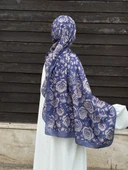 Pamuklu Soft Roza Desen Şal-Eflatun/Vizon - 2