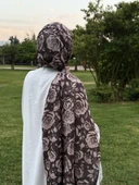Pamuklu Soft Roza Desen Şal-Kahve/Somon - 2