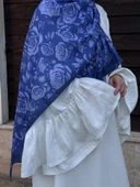 Pamuklu Soft Roza Desen Şal-Lila - 1