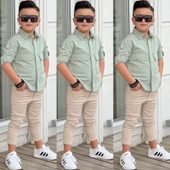 MODAVALS KAPAKLI CEP DETAYLI GÖMLEK & GABARDİN PANTOLON ERKEK ÇOCUK ALT ÜST TAKIM - 1