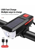 ROBESBON Solar Enerjili, Usb Şarjlı Bisiklet Ön Far, Korna - 1