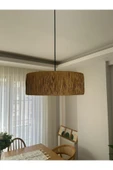 KorFam EL YAPIMI BOHEM SİLİNDİR  RUSTİK RAFYA AVİZE - 3
