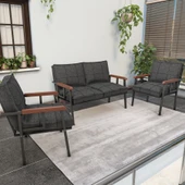 Mygusi Modern Balkon, Bahçe, Cafe, Metal Kanepe Koltuk Takımı , Bahçe Mobilyası, 211 - Antrasit thumbnail 1