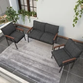 Mygusi Modern Balkon, Bahçe, Cafe, Metal Kanepe Koltuk Takımı , Bahçe Mobilyası, 211 - Antrasit thumbnail 3