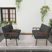 Mygusi Modern Balkon, Bahçe, Cafe, Metal Kanepe Koltuk Takımı , Bahçe Mobilyası, 211 - Antrasit thumbnail 2