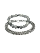 JTSS25KOB1571 PASLANMAZ ÇELİK JASPER DOĞALTAŞ JANTİ KOMBİN BİLEKLİK KUTULU thumbnail 1