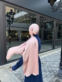 Taş Desen Pamuklu Jakar Şal-Pudra - 6