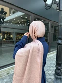 Taş Desen Pamuklu Jakar Şal-Pudra - 4