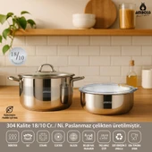 4 Parça Cook and Store Paslanmaz Çelik Tencere Saklama Kabı Pratik Set thumbnail 1