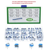 150 Adet 100R/1MR Trimpot Potansiyometre Seti Dik RM065 15 Çeşit Şeffaf Çantada - 1