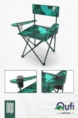 Qufi Desenli Katlanır Kamp Piknik Sandalyesi Rejisör Koltuğu Yeşil - 1
