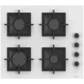 GL General GLO 206SC BASK Kare Beyaz Cam 60cm Döküm Ankastre Ocak - 1