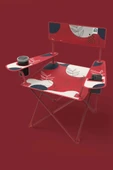 2 Adet Qufi Desenli Katlanır Kamp Piknik Sandalyesi Rejisör Koltuğu Kırmızı - 2