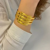 FerizZ Altın Kaplama Üç Kollu Dört Sıra Düz Kaburga Kelepçe thumbnail 2