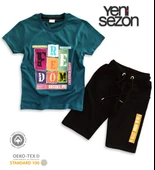 Triliya Pamuklu Unisex Çocuk Kapri Takımı (Cepli & Kordonlu, 3-12 Yaş) TRL-27 - 1